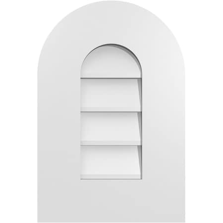 Ekena Millwork Round Top Surface Mount PVC Gable Vent: Non-Functional, w/ 3-1/2"W x 1"P Standard Frame, 12"W x 18"H GVPRT12X1801SN